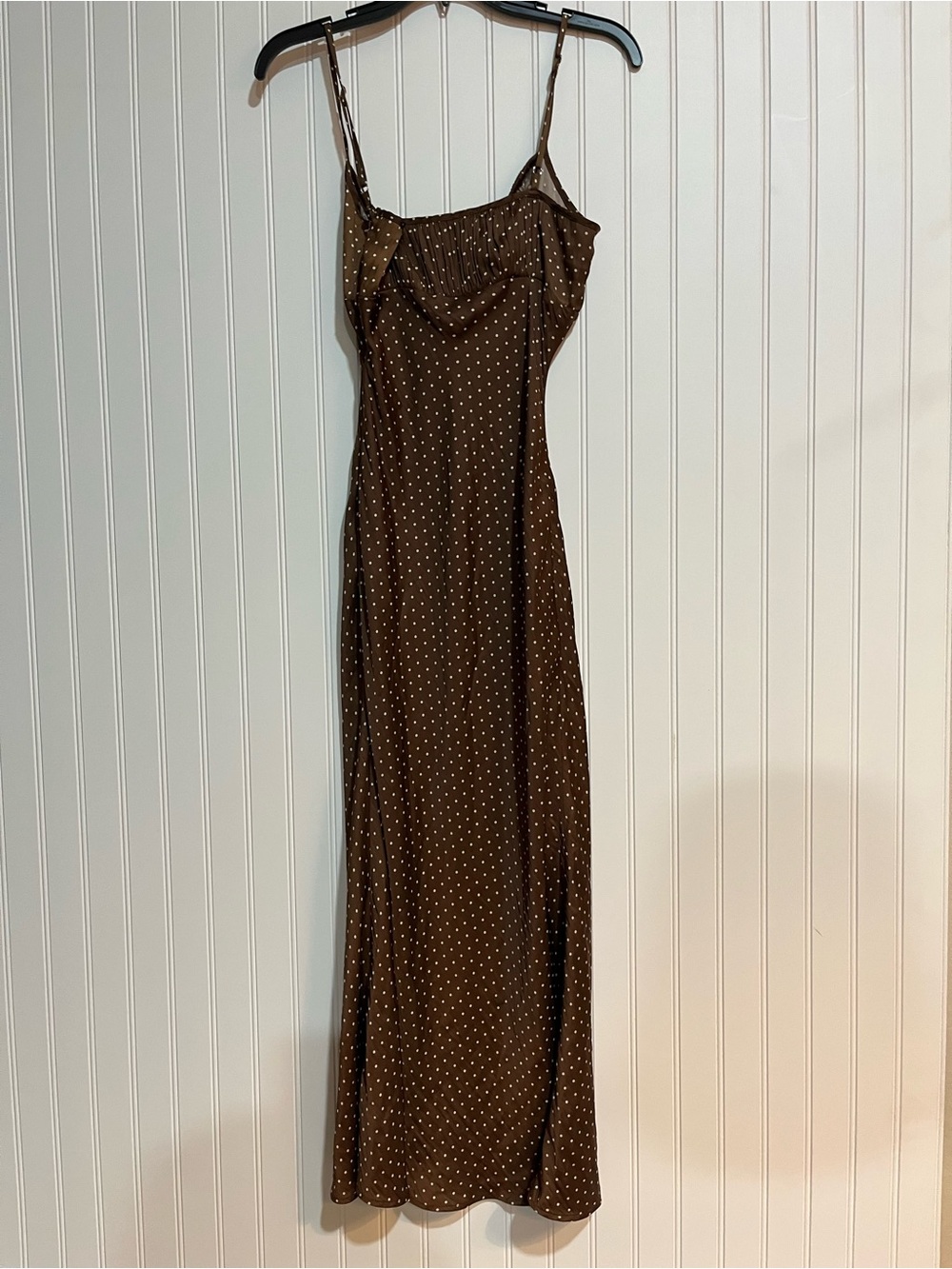 Ciao Lucia Brown Polka Dot Midi Slip Dress - Picture 6 of 6